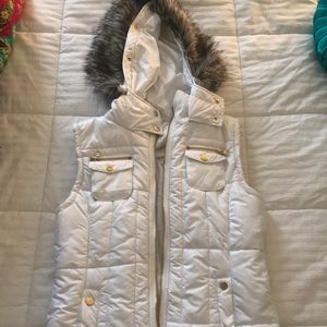 White Vest with removable fur lining on hold